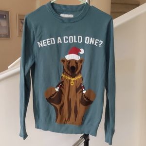 🍺Beer Bear|Men's"Ugly" Sweater | Blue Size Small | Christmas | Holiday | Knit